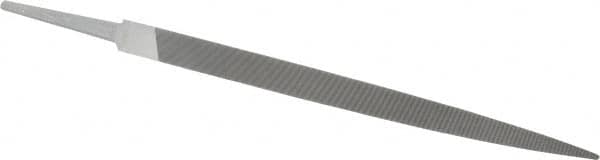 Grobet - 8" Standard Precision Swiss Pattern Three Square File - Double Cut, 1/2" Width Diam, With Tang - Exact Tooling