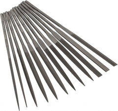 Grobet - 12 Piece Swiss Pattern File Set - 4" Long, 2 Coarseness, Set Includes Barrette, Crossing, Equalling, Half Round, Knife, Marking, Round, Round Edge Joint, Slitting, Square, Three Square, Warding - Exact Tooling
