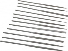 Grobet - 12 Piece Swiss Pattern File Set - 5-1/2" Long, 0 Coarseness, Set Includes Barrette, Crossing, Equalling, Half Round, Knife, Marking, Round, Round Edge Joint, Slitting, Square, Three Square, Warding - Exact Tooling