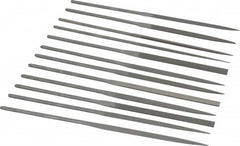 Grobet - 12 Piece Swiss Pattern File Set - 6-1/4" Long, 0 Coarseness, Set Includes Barrette, Crossing, Equalling, Half Round, Knife, Marking, Round, Round Edge Joint, Slitting, Square, Three Square, Warding - Exact Tooling