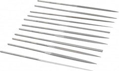 Grobet - 12 Piece Swiss Pattern File Set - 6-1/4" Long, 2 Coarseness, Set Includes Barrette, Crossing, Equalling, Half Round, Knife, Marking, Round, Round Edge Joint, Slitting, Square, Three Square, Warding - Exact Tooling