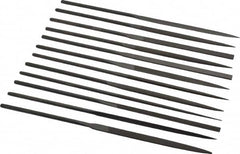 Grobet - 12 Piece Swiss Pattern File Set - 6-1/4" Long, 6 Coarseness, Set Includes Barrette, Crossing, Equalling, Half Round, Knife, Marking, Round, Round Edge Joint, Slitting, Square, Three Square, Warding - Exact Tooling