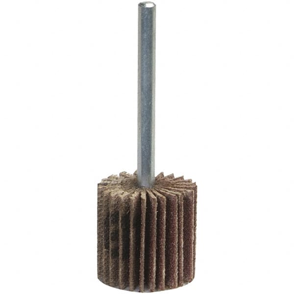 Norton - Mounted Flap Wheel - Coarse Grade, Aluminum Oxide, Coated, 1/4" Shank Mount, Cloth Backing - Exact Tooling