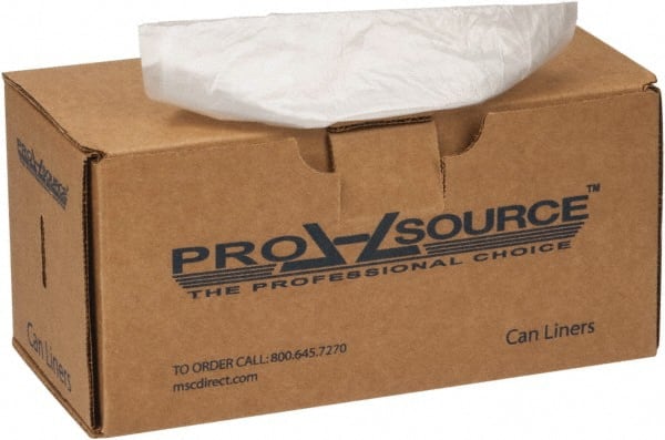 PRO-SOURCE - 90 Gal Capacity, 1.8 mil Thick, Heavy-Duty Trash Bags - Linear Low-Density Polyethylene (LLDPE), Flat Pack Dispenser, 38" Wide x 63" High, Clear - Exact Tooling
