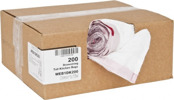 PRO-SOURCE - 0.9 mil Thick, Household/Office Trash Bags - Hexene Resins, Drawstring, 24-1/2" Wide x 27-3/8" High, White - Exact Tooling