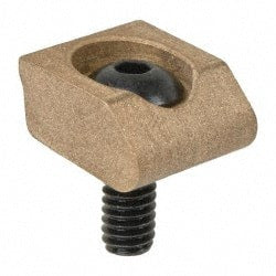 Mitee-Bite - 8-32 Screw Thread, 1/2" Wide x 0.1" High, Smooth Brass Standard Style Screw Mount Toe Clamp - 400 Lb Holding Force, 25" Lb Torque, 2.01 Lb Ft Torque, 11994" Long Extension, 0.016" Throw, 8 Clamps in Package - Exact Tooling