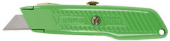 Stanley - Retractable Utility Knife - 2-7/16" Blade, Green Aluminum Handle, 3 Blades Included - Exact Tooling