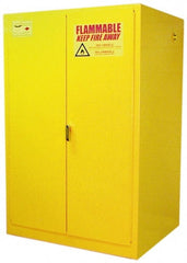 Eagle - 2 Door, 2 Shelf, Yellow Steel Standard Safety Cabinet for Flammable and Combustible Liquids - 65" High x 43" Wide x 34" Deep, Manual Closing Door, 3 Point Key Lock, 90 Gal Capacity - Exact Tooling
