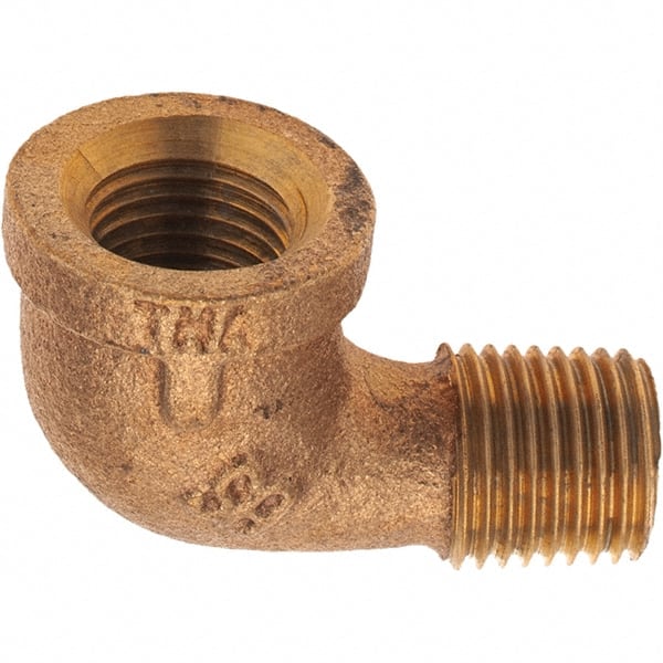 Merit Brass - Class 125, 1/4" Internal Pipe, Brass 90° Street Elbow - FBSPT x MBSPT - Exact Tooling