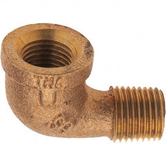 Merit Brass - Class 125, 1/4" Internal Pipe, Brass 90° Street Elbow - FBSPT x MBSPT - Exact Tooling