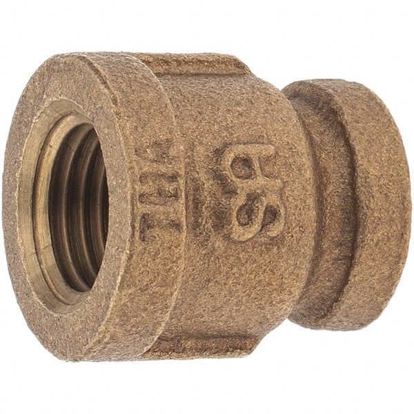 Merit Brass - Class 125, 1/4 x 1/8" Internal Pipe, Brass Reducing Coupling - FBSPT x FBSPT - Exact Tooling