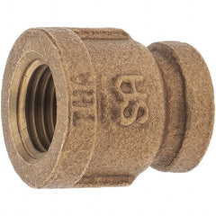 Merit Brass - Class 125, 1/4 x 1/8" Internal Pipe, Brass Reducing Coupling - FBSPT x FBSPT - Exact Tooling
