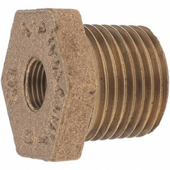 Merit Brass - Class 125, 1/2 x 1/8" Internal Pipe, Brass Hex Bushing - MBSPT x FBSPT - Exact Tooling