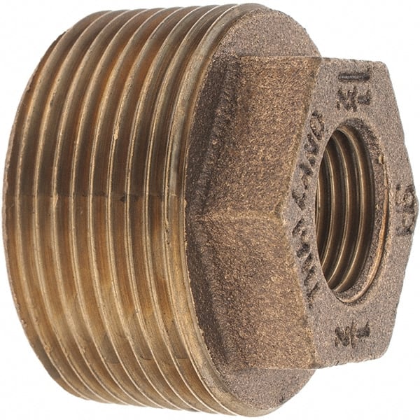 Merit Brass - Class 125, 1-1/2 x 1/2" Internal Pipe, Brass Hex Bushing - MBSPT x FBSPT - Exact Tooling