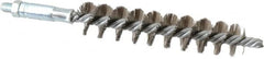 Schaefer Brush - 4" Brush Length, 13/16" Diam, Double Stem, Single Spiral Tube Brush - 6-1/4" Long, Stainless Steel, 1/4-28 Male Connection - Exact Tooling