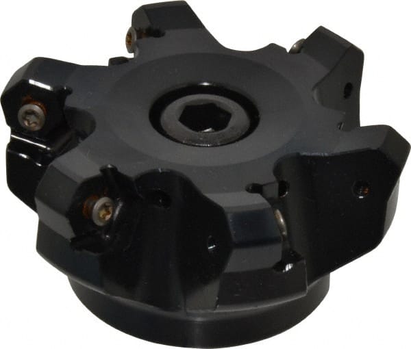 Kennametal - 3" Cut Diam, 1" Arbor Hole, 4.51mm Max Depth of Cut, 45° Indexable Chamfer & Angle Face Mill - 6 Inserts, HNGJ 535-GD Insert, Right Hand Cut, 6 Flutes, Through Coolant, Series KSHR - Exact Tooling