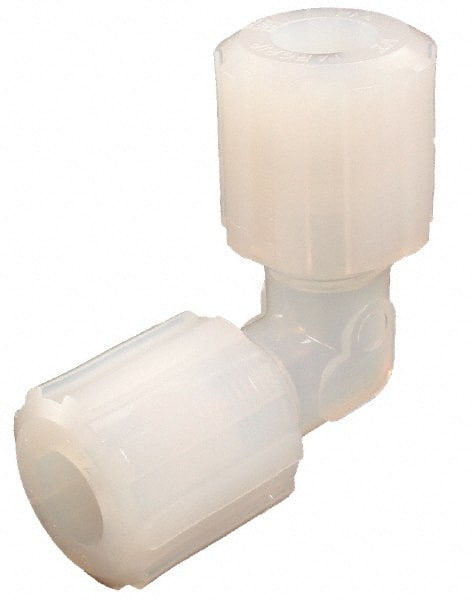 Parker - 3/8" Tube OD, PFA PTFE Plastic Compression Tube Union Elbow - 300°F Max, Plastic Grip - Exact Tooling