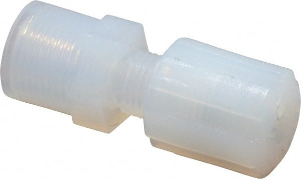Parker - 1/4" Tube OD, PFA PTFE Plastic Compression Tube Female Straight Adapter - 1/4 NPT Pipe, 300°F Max, Plastic Grip - Exact Tooling