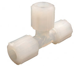 Parker - 1/4" Tube OD, PFA PTFE Plastic Compression Tube Union Tee - 300°F Max, Plastic Grip - Exact Tooling