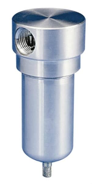 Parker - 1/2" Port, 5.56" High x 2.38" Wide, FRL Filter with Stainless Steel Bowl & Manual Drain - 45 SCFM, 300 Max psi, 180°F Max, 4 oz Bowl Capacity - Exact Tooling
