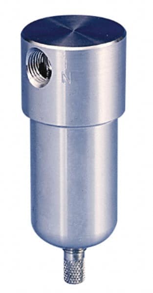 Parker - 1/4" Port, 4" High x 1.56" Wide, FRL Filter with Stainless Steel Bowl & Manual Drain - 23 SCFM, 300 Max psi, 180°F Max, 1 oz Bowl Capacity - Exact Tooling