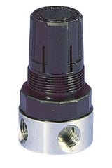 Parker - 1/4 NPT Port, 12 CFM, Stainless Steel Miniature Regulator - 0 to 25 psi Range, 300 Max psi Supply Pressure, 1/4" Gauge Port Thread, 1.56" Wide x 3.06" High - Exact Tooling