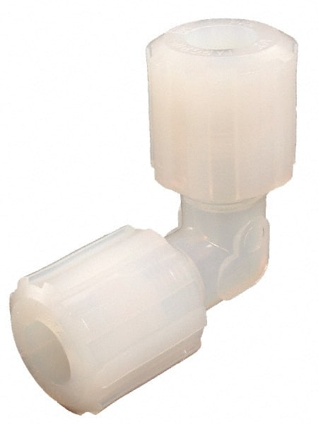 Parker - 1/8" Tube OD, PFA PTFE Plastic Compression Tube Union Elbow - 325°F Max, Plastic Grip - Exact Tooling