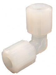 Parker - 1/8" Tube OD, PFA PTFE Plastic Compression Tube Union Elbow - 325°F Max, Plastic Grip - Exact Tooling