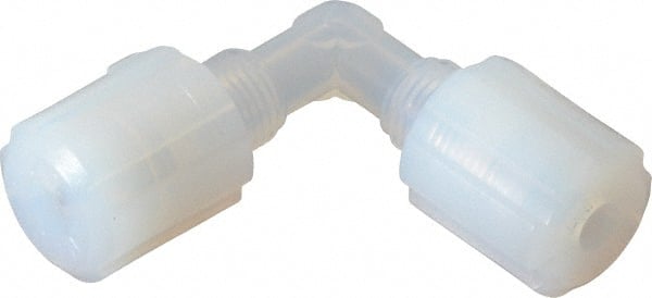 Parker - 1/4" Tube OD, PFA PTFE Plastic Compression Tube Union Elbow - 325°F Max, Plastic Grip - Exact Tooling