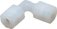 Parker - 3/8" Tube OD, PFA PTFE Plastic Compression Tube Union Elbow - 325°F Max, Plastic Grip - Exact Tooling