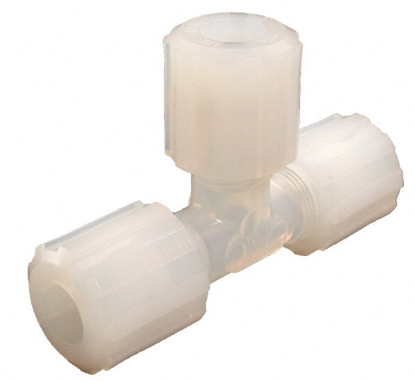 Parker - 1/8" Tube OD, PFA PTFE Plastic Compression Tube Union Tee - 325°F Max, Plastic Grip - Exact Tooling