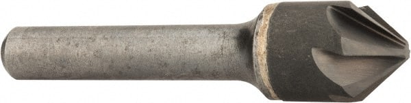 Made in USA - 5/8" Head Diam, 3/8" Shank Diam, 6 Flute 82° Solid Carbide Countersink - Exact Tooling