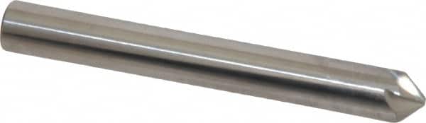 Made in USA - 1/4" Head Diam, 1/4" Shank Diam, 6 Flute 90° Solid Carbide Countersink - Bright Finish, 2" OAL, 0.046" Nose Diam, Single End, Straight Shank, Right Hand Cut - Exact Tooling