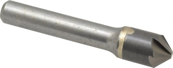 Made in USA - 1/2" Head Diam, 3/8" Shank Diam, 6 Flute 90° Solid Carbide Countersink - Exact Tooling