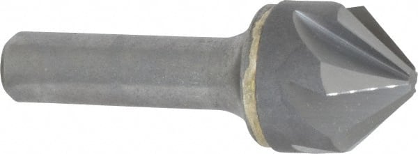 Made in USA - 1" Head Diam, 1/2" Shank Diam, 6 Flute 90° Solid Carbide Countersink - Exact Tooling