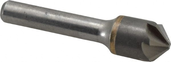Made in USA - 5/8" Head Diam, 3/8" Shank Diam, 6 Flute 100° Solid Carbide Countersink - Exact Tooling