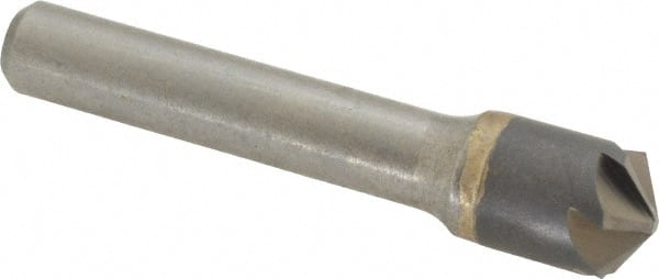 Made in USA - 1/2" Head Diam, 3/8" Shank Diam, 6 Flute 120° Solid Carbide Countersink - Exact Tooling