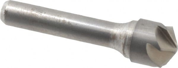 Made in USA - 5/8" Head Diam, 3/8" Shank Diam, 6 Flute 120° Solid Carbide Countersink - Bright Finish, 2-5/8" OAL, 0.109" Nose Diam, Single End, Straight Shank, Right Hand Cut - Exact Tooling