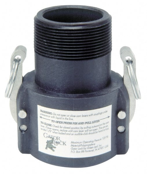 Green Leaf - 2" Polypropylene Cam & Groove Suction & Discharge Hose Female Coupler Male NPT Thread - Part B, 2-11-1/2 Thread, 125 Max psi - Exact Tooling