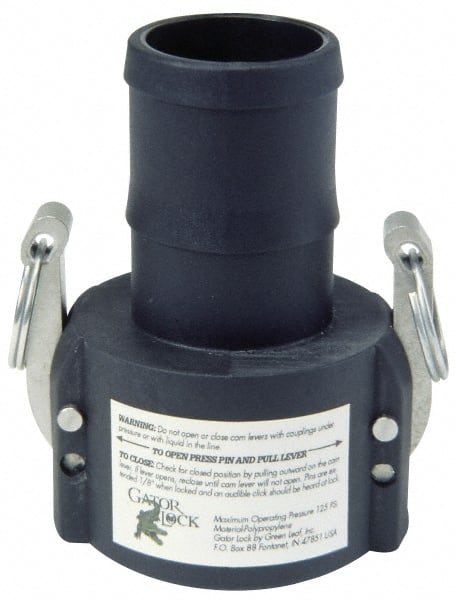 Green Leaf - 3/4" Polypropylene Cam & Groove Suction & Discharge Hose Female Coupler Hose Shank - Part C, 3/4-14" Thread, 125 Max psi - Exact Tooling