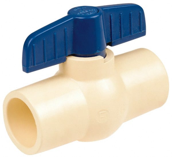 NIBCO - 2-1/2" Pipe, Standard Port, PVC Miniature Ball Valve - 1 Piece, Inline - One Way Flow, FNPT x FNPT Ends, Tee Handle, 150 WOG - Exact Tooling