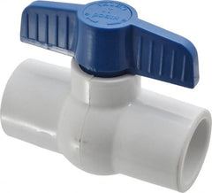 NIBCO - 1" Pipe, Standard Port, PVC Miniature Ball Valve - 1 Piece, Inline - One Way Flow, Solvent x Solvent Ends, Tee Handle, 150 WOG - Exact Tooling