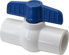 NIBCO - 3/4" Pipe, Standard Port, PVC Miniature Ball Valve - 1 Piece, Inline - One Way Flow, Solvent x Solvent Ends, Tee Handle, 150 WOG - Exact Tooling