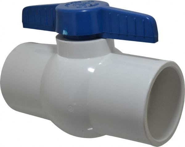 NIBCO - 4" Pipe, Standard Port, PVC Miniature Ball Valve - 1 Piece, Inline - One Way Flow, Solvent x Solvent Ends, Tee Handle, 150 WOG - Exact Tooling
