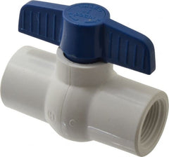 NIBCO - 1" Pipe, Standard Port, PVC Miniature Ball Valve - 1 Piece, Inline - One Way Flow, FNPT x FNPT Ends, Tee Handle, 150 WOG - Exact Tooling