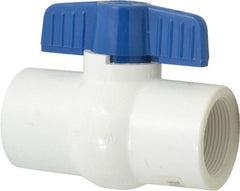 NIBCO - 1-1/2" Pipe, Standard Port, PVC Miniature Ball Valve - 1 Piece, Inline - One Way Flow, FNPT x FNPT Ends, Tee Handle, 150 WOG - Exact Tooling