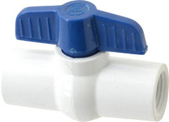 NIBCO - 1/2" Pipe, Standard Port, PVC Miniature Ball Valve - 1 Piece, Inline - One Way Flow, FNPT x FNPT Ends, Tee Handle, 150 WOG - Exact Tooling