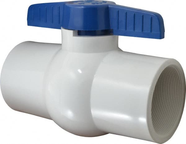 NIBCO - 4" Pipe, Standard Port, PVC Miniature Ball Valve - 1 Piece, Inline - One Way Flow, FNPT x FNPT Ends, Tee Handle, 150 WOG - Exact Tooling