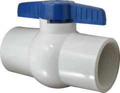 NIBCO - 4" Pipe, Standard Port, PVC Miniature Ball Valve - 1 Piece, Inline - One Way Flow, FNPT x FNPT Ends, Tee Handle, 150 WOG - Exact Tooling