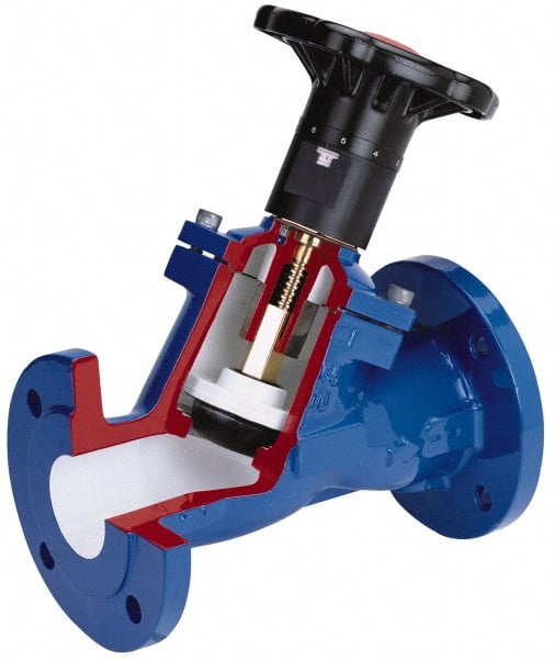 NIBCO - 5" Pipe, Flanged End Connections, Y Pattern Calibrated Balance Valve - 400mm Long, 349mm High, 175 Max psi, Iron Body - Exact Tooling